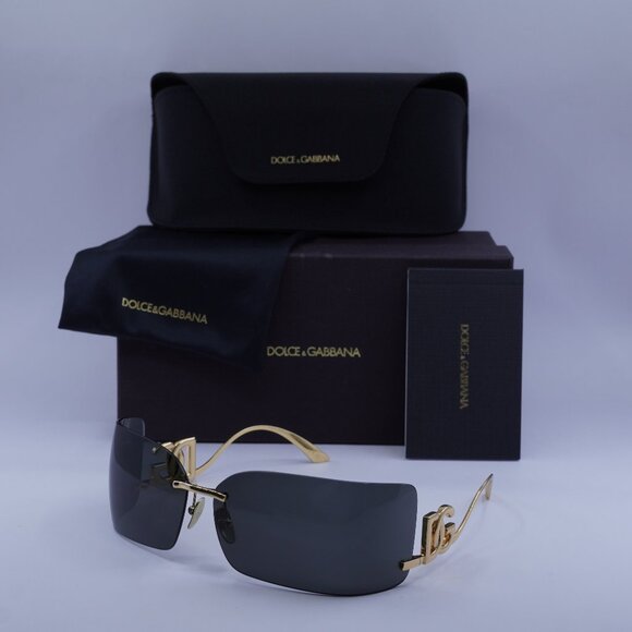 Dolce & Gabbana DG2319 02/87 Rectangle Sunglasses - Gold/Dark grey - Picture 1 of 9
